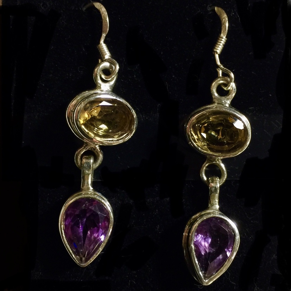 Citrine and Amethyst Earrings